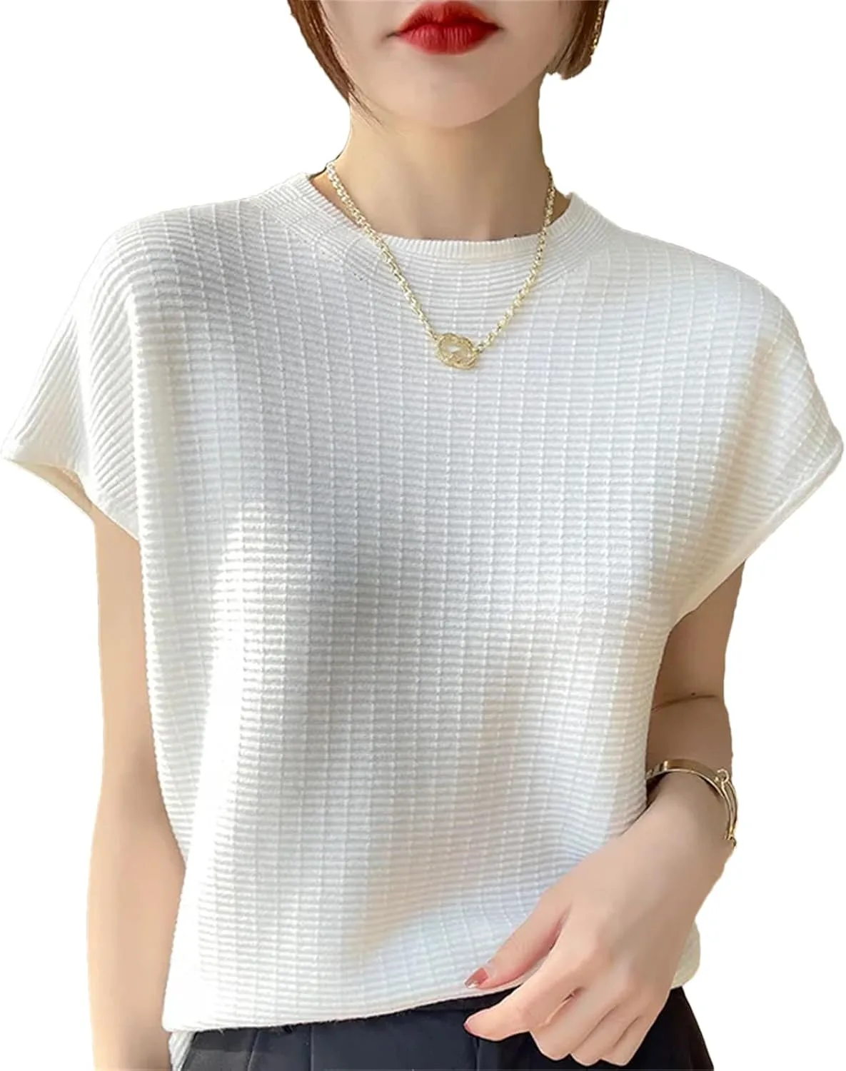 

Женская летняя свободная футболка с круглым вырезом в клетку