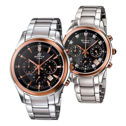 

Часы CASIO EDIFICE&SHEEN Series Quartz Silver/Gold Couple Black Analog, черный