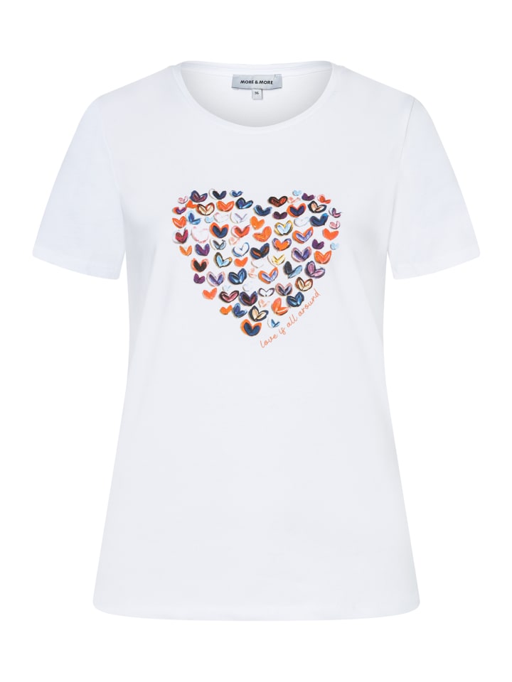 

More & More Эластичная хлопковая футболка с коротким рукавом белого цвета, Белый, More & More Эластичная хлопковая футболка с коротким рукавом белого цвета