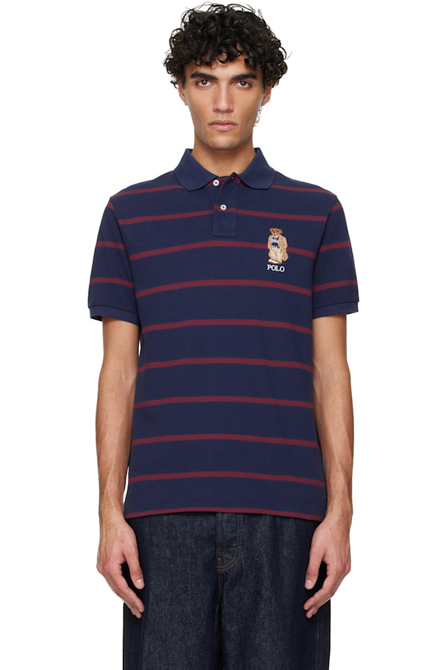 

Polo Ralph Lauren Классическая темно-синяя рубашка-поло с изображением медведя