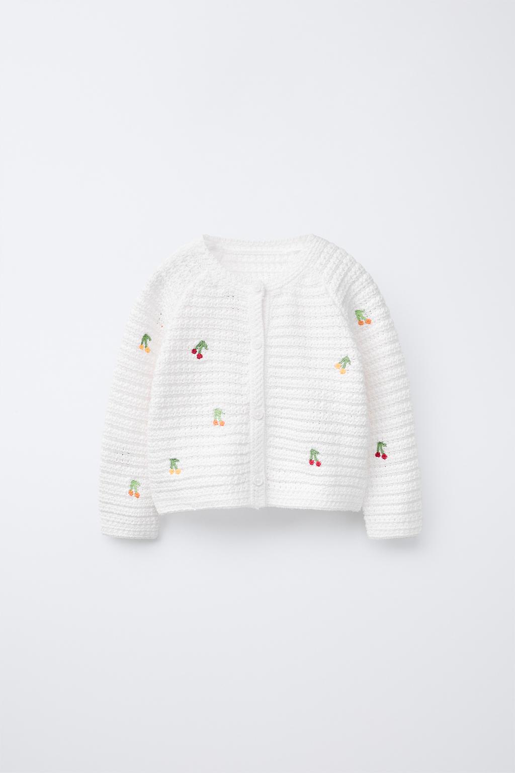 

Вишневый вязаный кардиган ZARA, белый