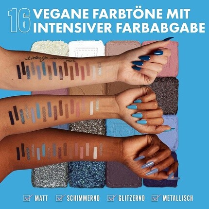 Палитра теней для век Ultimate Shadow от Professional Makeup с 16 оттенками, веганская формула, стойкий финиш, винтажный джинсовый малыш NYX — фото 3