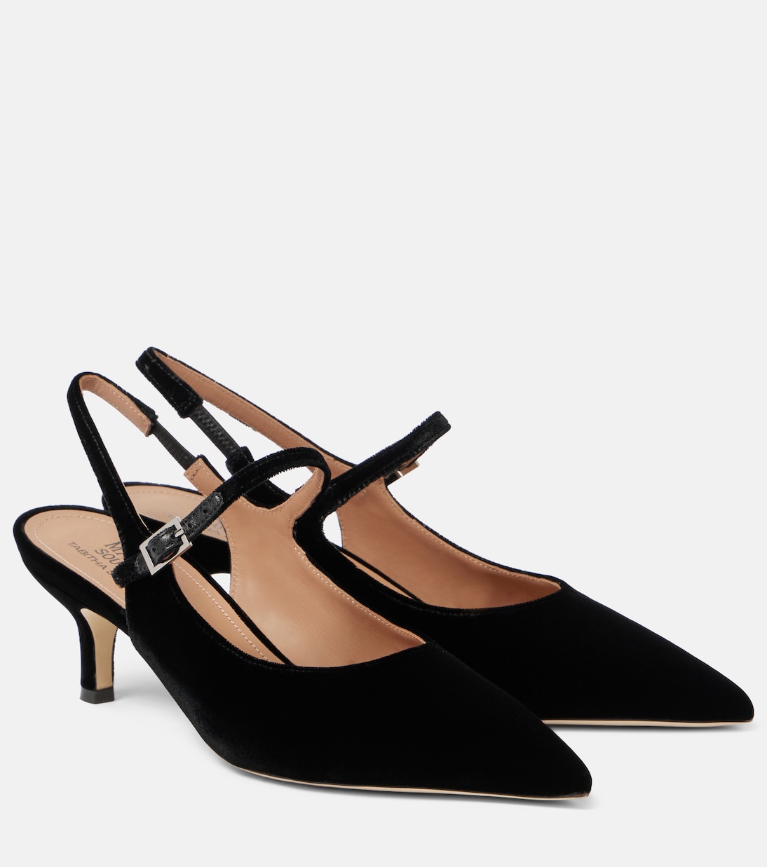 Бархатные туфли Karla 45 с пяткой на пятке Malone Souliers, черный