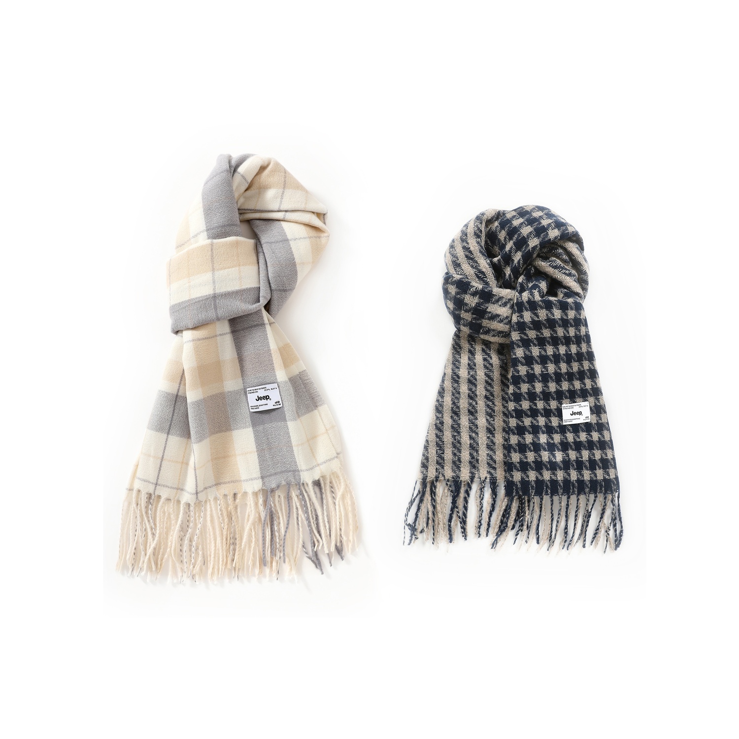 

Вязаный шарф из искусственного кашемира, унисекс Jeep, cs003 экрю+cs015 темно-синий