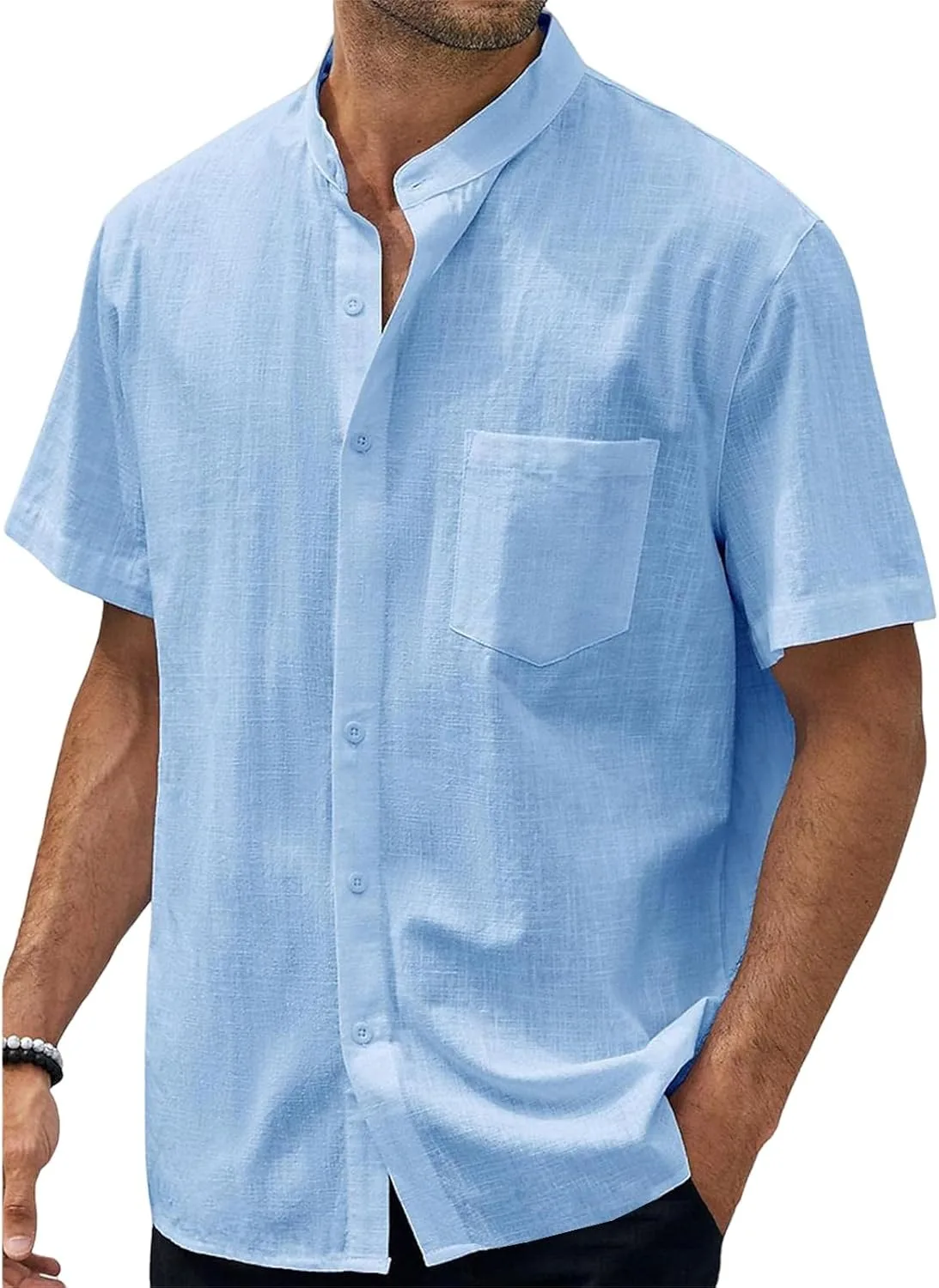 

Мужская летняя рубашка с коротким рукавом Casual Button Up, хлопковая, дышащая Thatrich