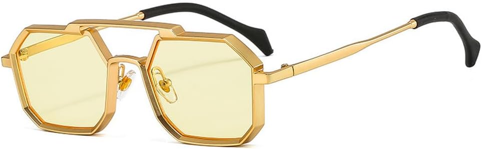 

Ретро-металлические панк-солнцезащитные очки в форме многоугольника и квадрата для женщин, модные, с прозрачными линзами, защита от УФ-излучения UV400, мужские, красные и желтые WNCKSQ, Golden Yellow