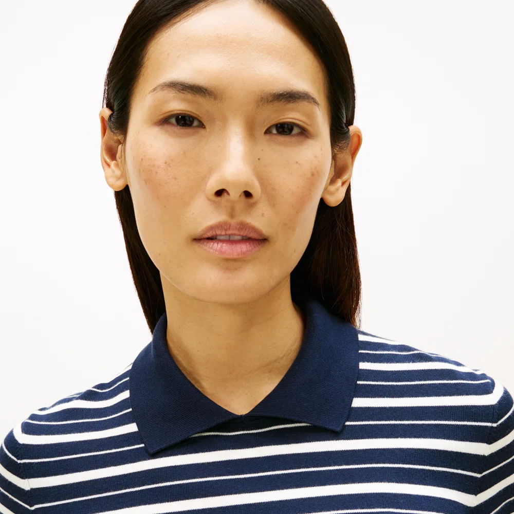 Женский хлопковый джерси-поло свитер тёмно-синий от Tommy Hilfiger Women — фото 4