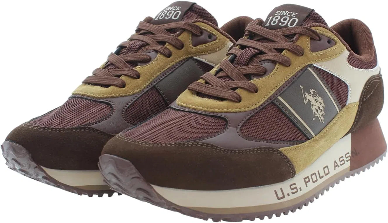 Мужские текстильные кроссовки US Polo Assn. CLEEF007MDMS1 U.S. Polo Assn., Dark Brown, Burgundy, Medium Yellow — фото 3