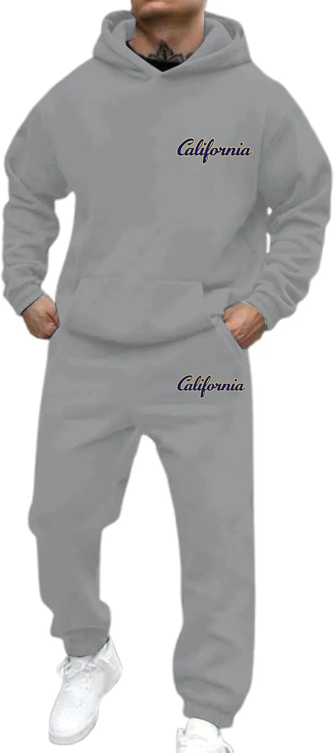 Спортивный костюм из двух предметов, мягкий, дышащий, Vintage California, серый