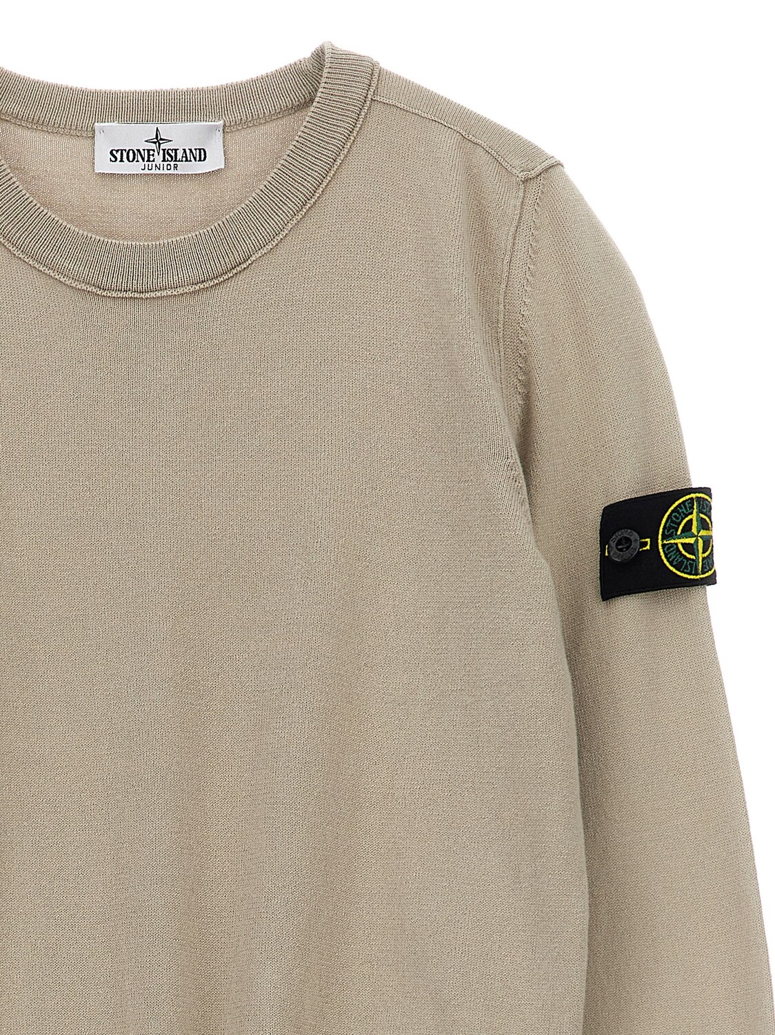 Свитер с нашивкой-логотипом Stone Island Junior, бежевый — фото 3