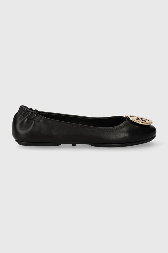 Кожаные балетки MINNIE TRAVEL BALLET Tory Burch, черный