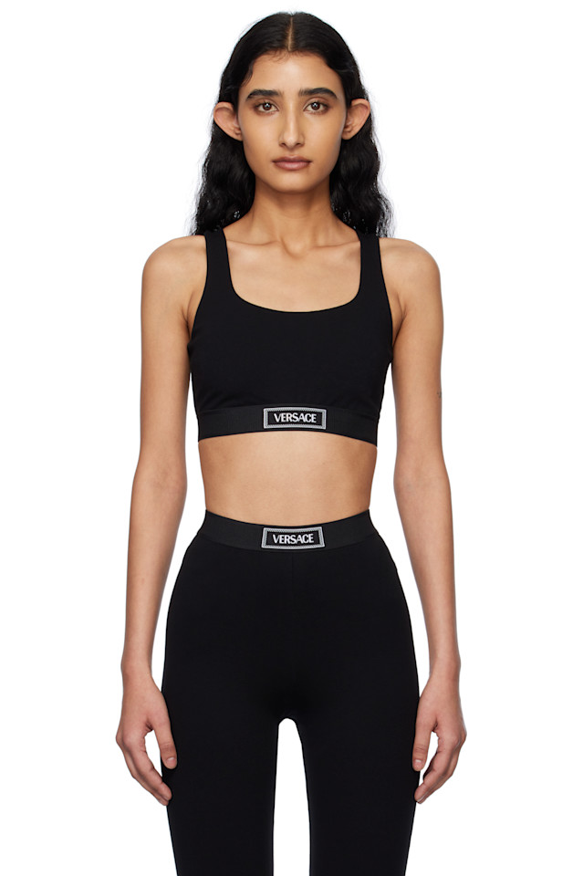 

90S винтажный логотип спортивный бра Versace Underwear, черный