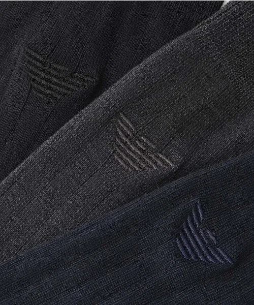 Носки Emporio Armani с логотипом орла, 3 пары, черные — фото 3