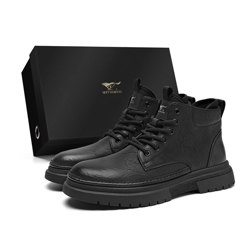 

SEPTWOLVES Короткие мартинсы мужские черные, цвет Black (Standard Leather Shoe Size)