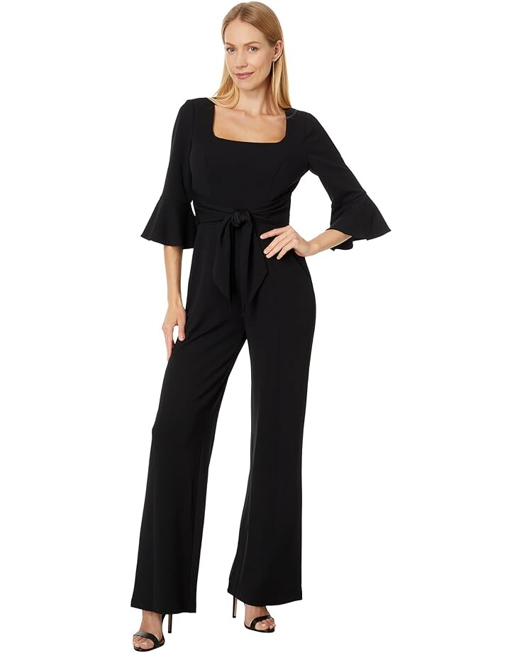 

Платье Adrianna Papell Knit Crepe Tie Front Jumpsuit, черный