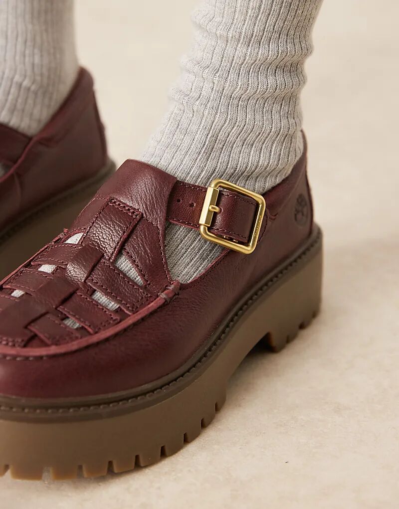 Туфли на платформе Timberland Stone Street Mary Jane из бордовой кожи — фото 3