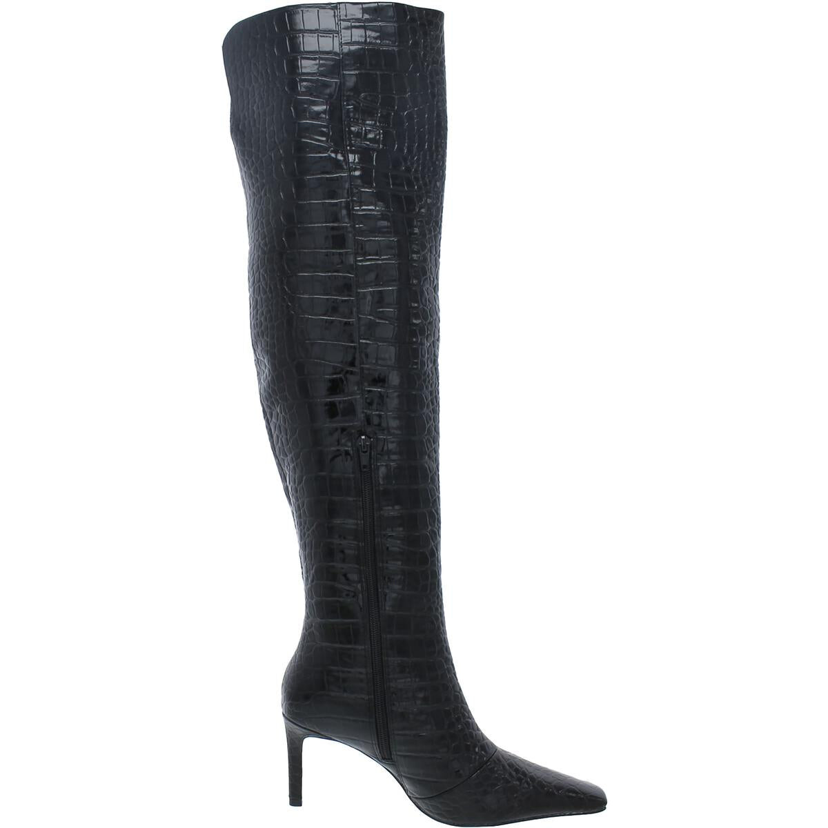 

Женские кожаные сапоги выше колена MNG, цвет Black Croco