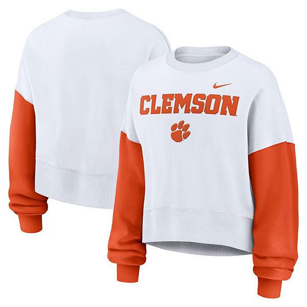 

Женский белый оверсайз кроп-свитшот color-block clemson tigers Nike