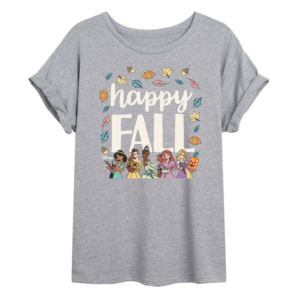 

Детская футболка с рисунком Disney Princess Happy Fall Crew Licensed Character, серый