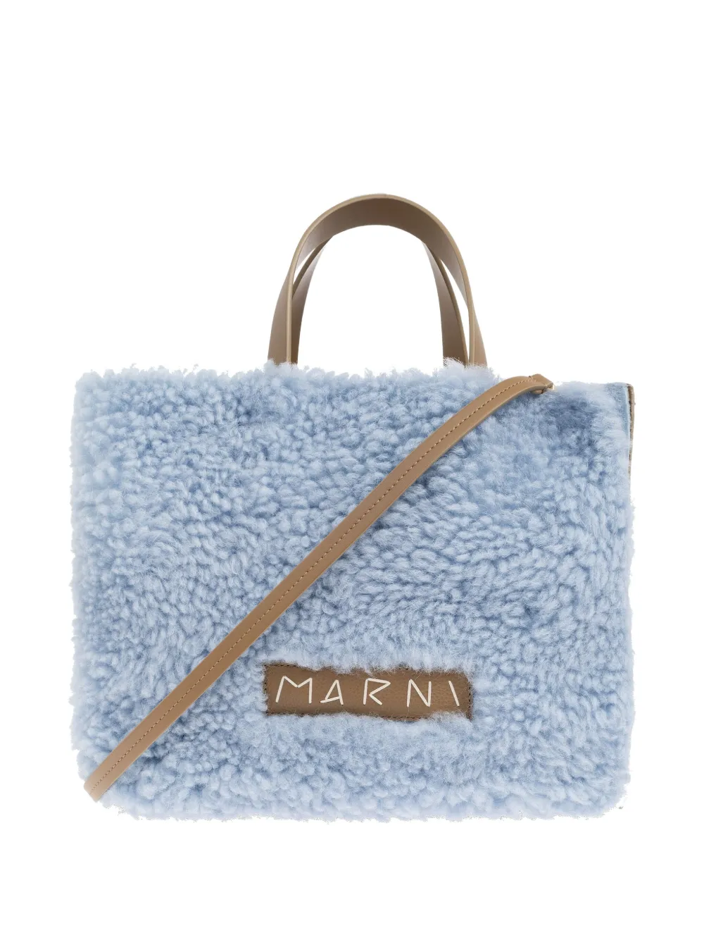 

Сумка-шоппер с отделкой из овчины Marni, синий