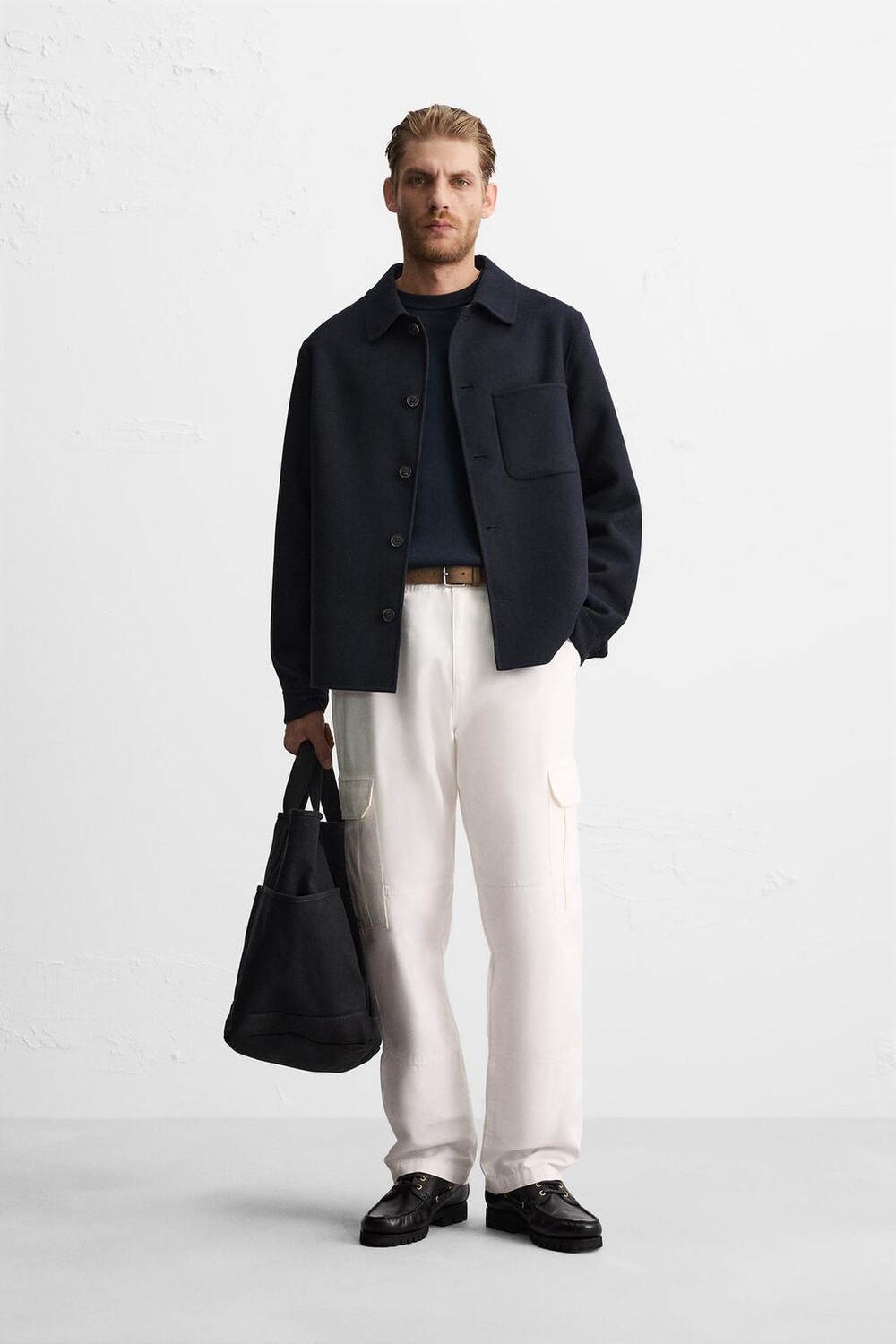 

Рубашка из шерсти ZARA, темно-синий