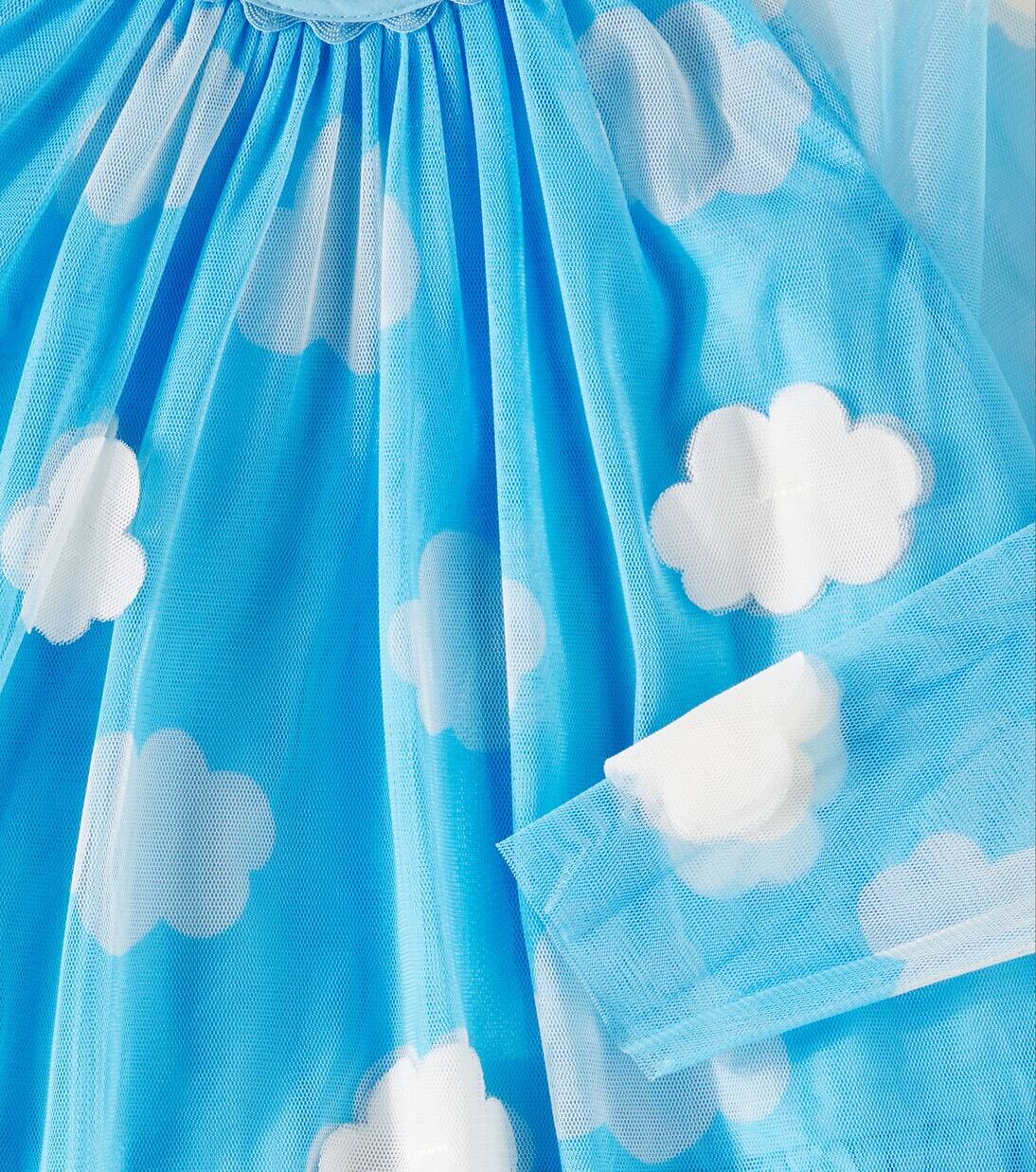 Платье из тюля с аппликацией и принтом Stella Mccartney Kids, цвет light blue/white — фото 2
