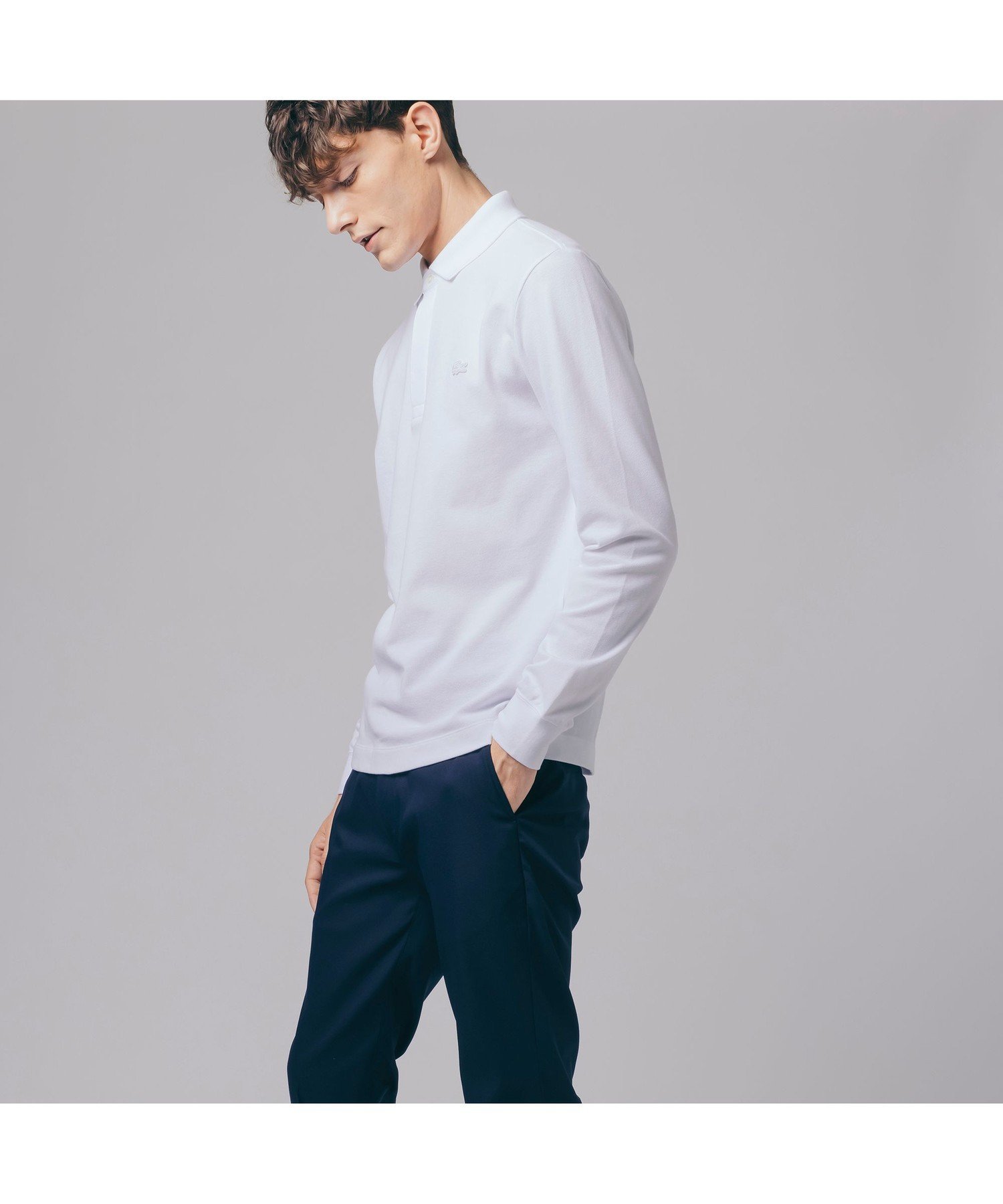 Рубашка-поло с длинными рукавами и планкой спереди LACOSTE, White — фото 4