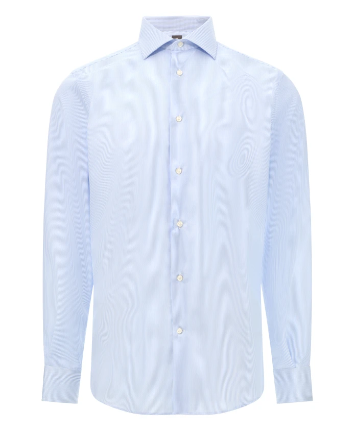 

Не требующая глажки полосатая хлопковая рубашка Boggi Milano, синий