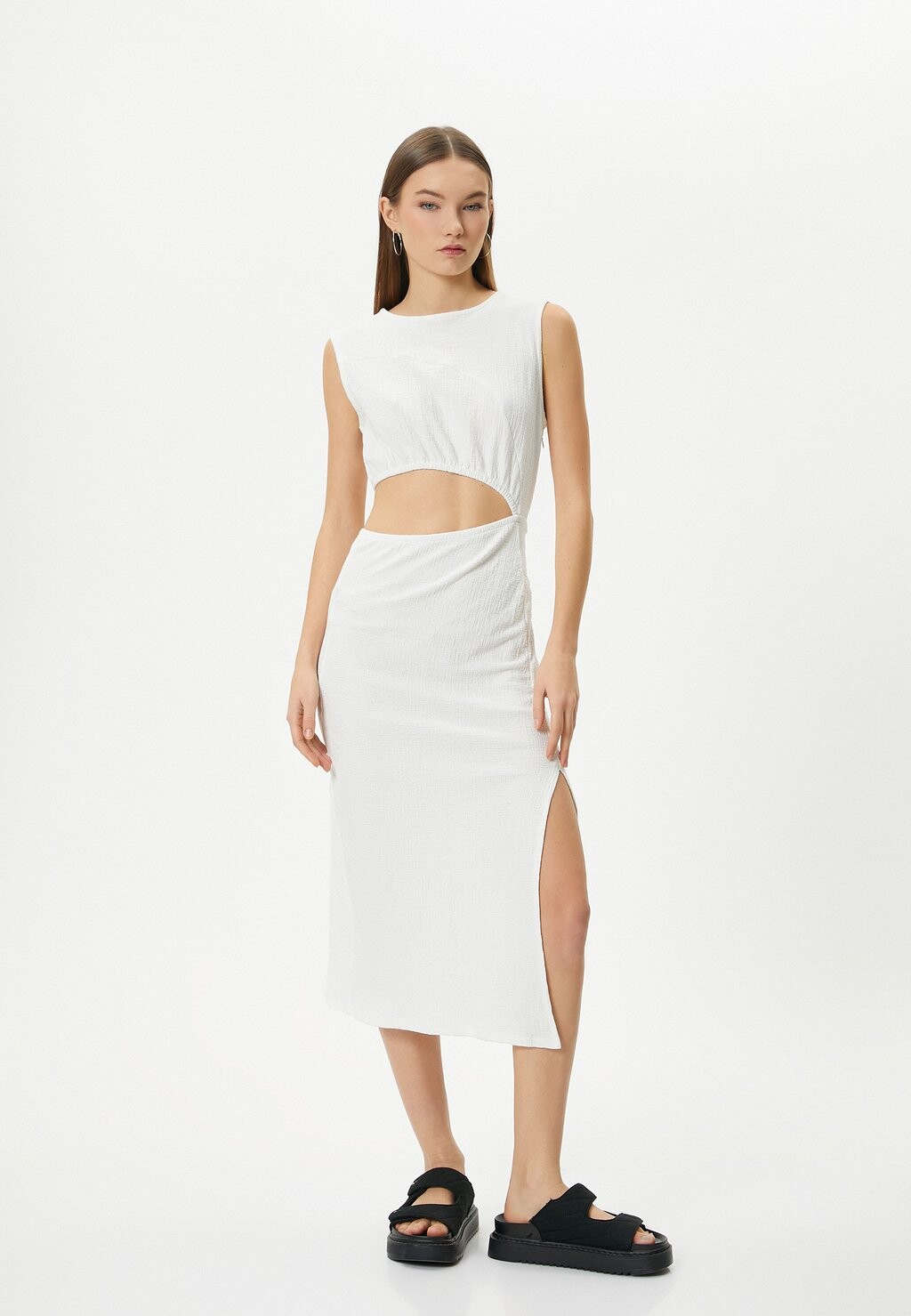 

Платье повседневное Cut Out Sleeveless Round Neck Slit Koton, бежевое
