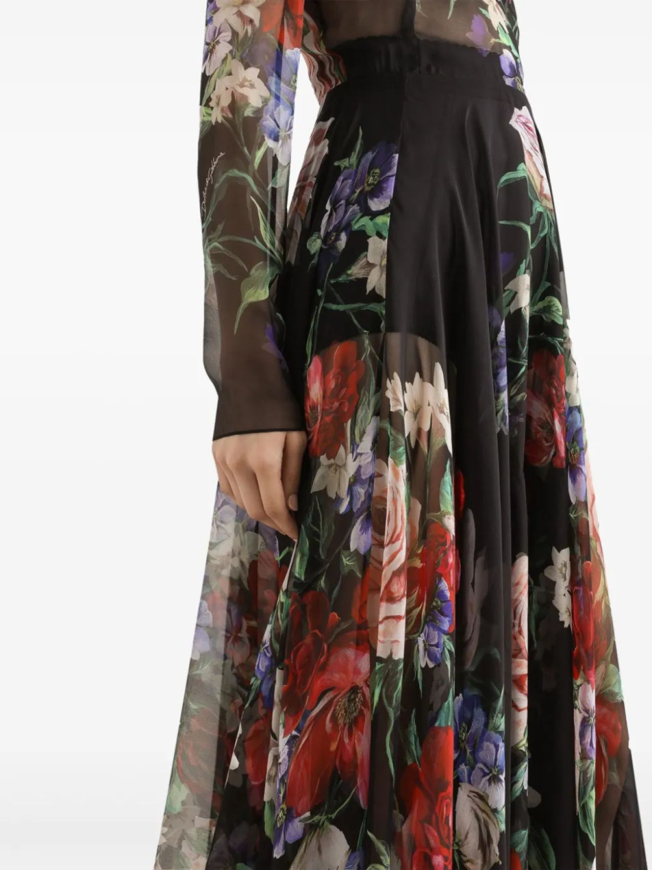 Платье Dolce & Gabbana Floral-Print Midi, черный — фото 4