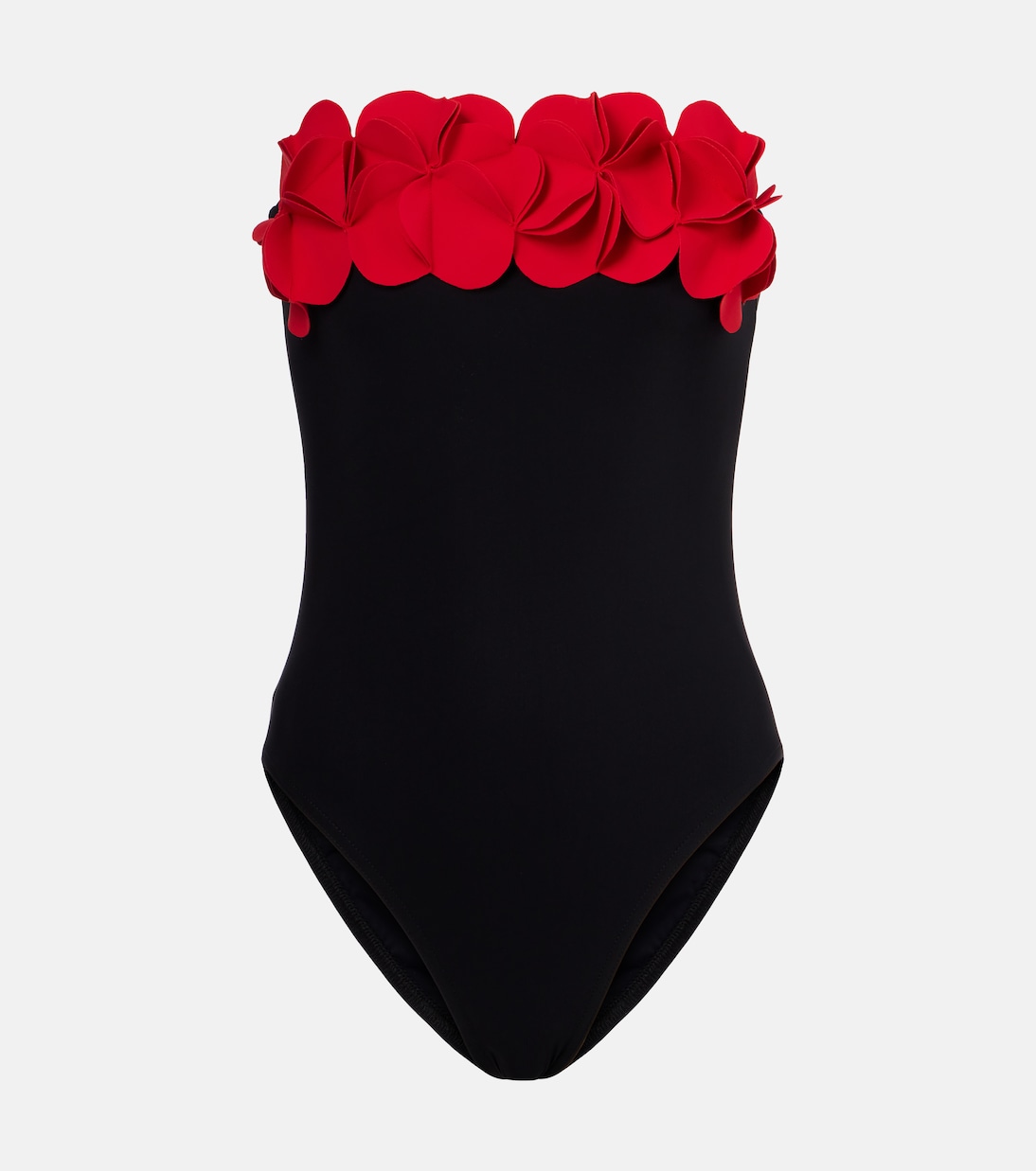 

Купальник без бретелей с цветочной аппликацией Karla Colletto, Black / Cherry