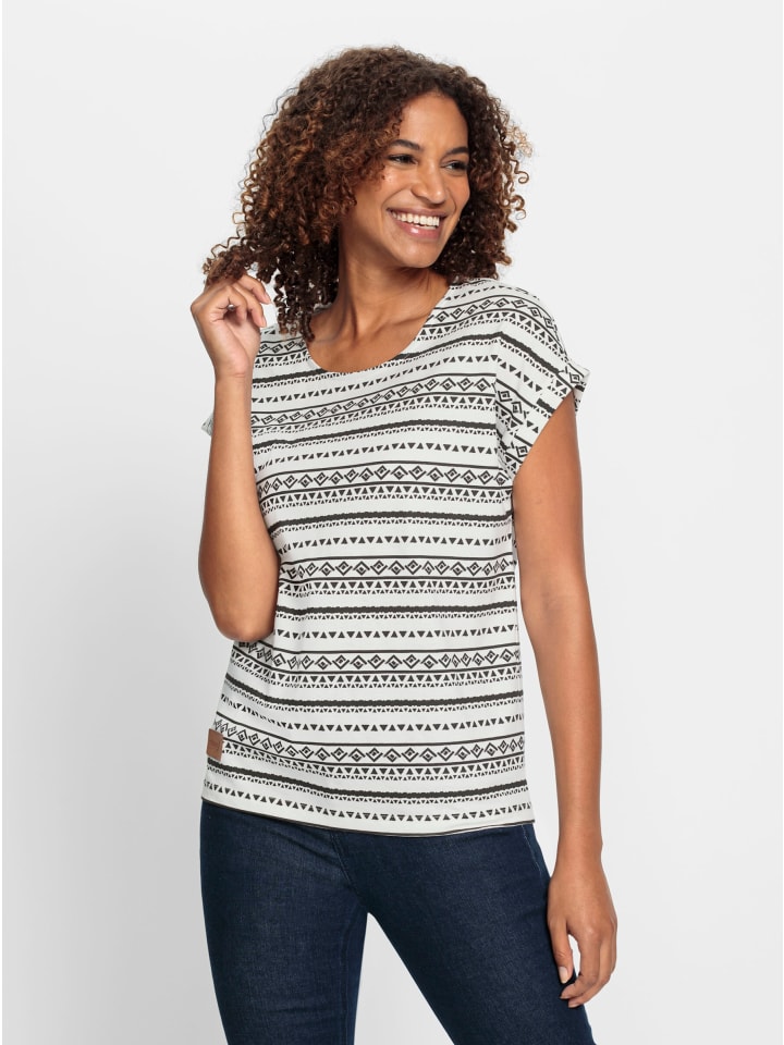 

Футболка с принтом в экрю и черном цветах WITT WEIDEN, Черный, Футболка с принтом в экрю и черном цветах WITT WEIDEN