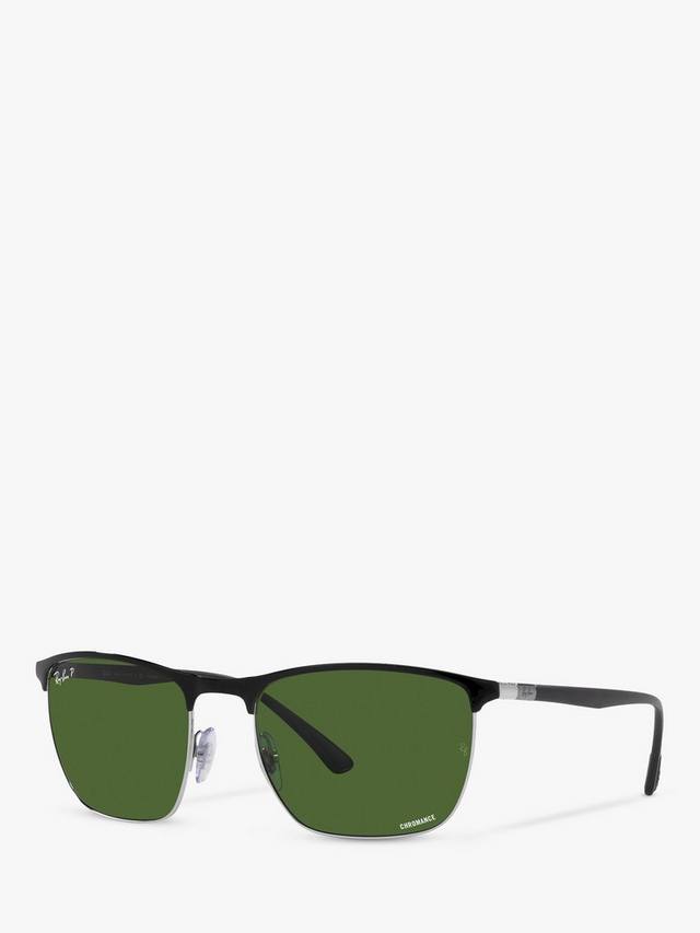 

RB36869 Унисекс поляризованные квадратные солнцезащитные очки Ray-Ban, Black on Silver/Green