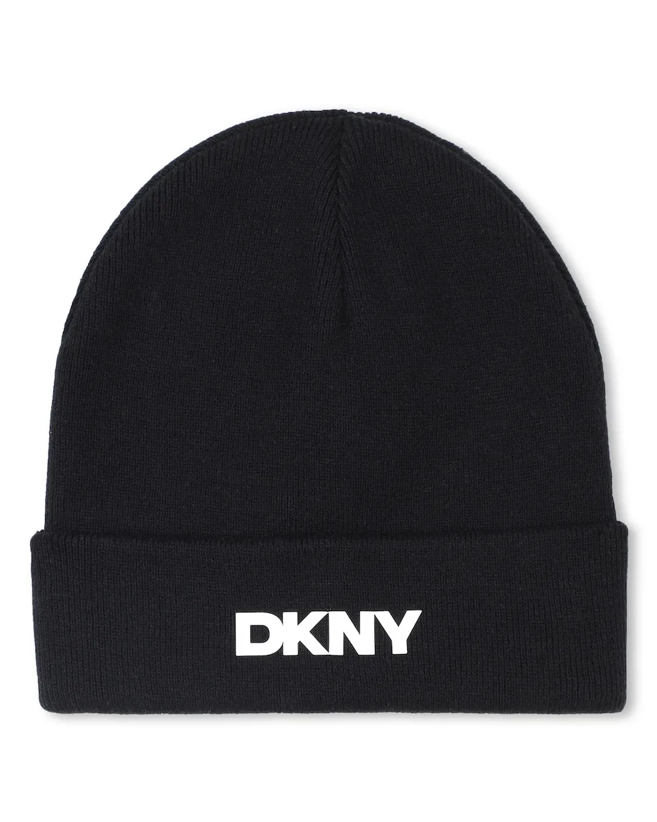 

Черная детская шапка из хлопка DKNY