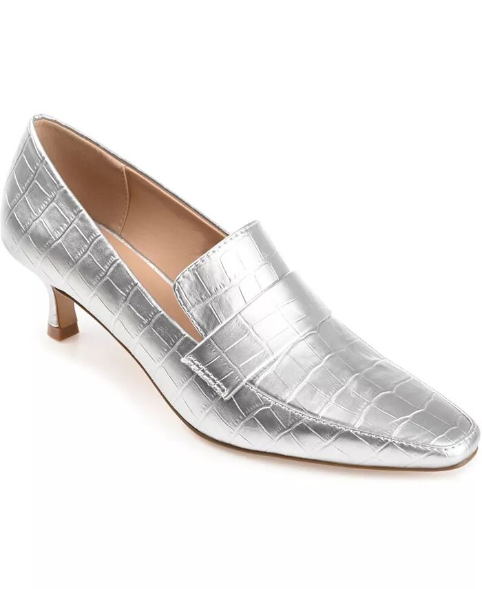 Женские мокасины Celina Kitten Heel Journee Collection, серебряный