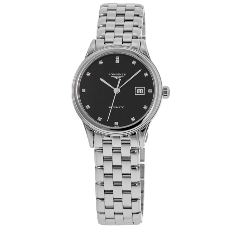 

Longines Флагманские автоматические женские часы с черным циферблатом и бриллиантами, 30 мм