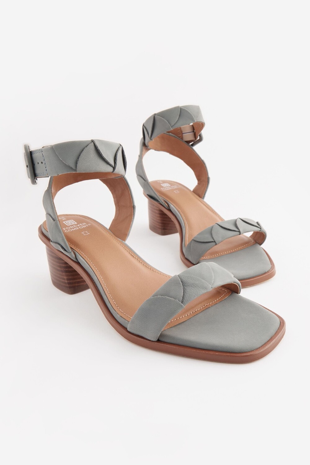 Кожаные босоножки Forever Comfort на низком каблуке Next, синий — фото 4