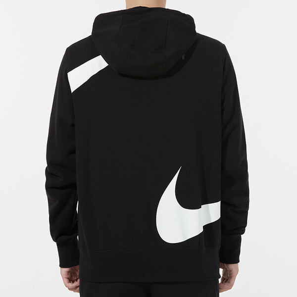 Куртка Men's Nike Large Logo Printing Loose Hooded Jacket Autumn Black, черный — фото 4