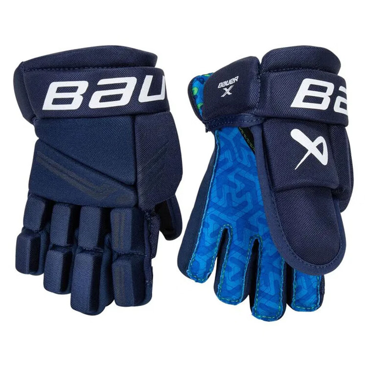 

BAUER S24 New Model X перчатки для хоккея с шайбой, детские, подростковые, взрослые, защитная экипировка для начинающих, детские, 20 см, темно-синие
