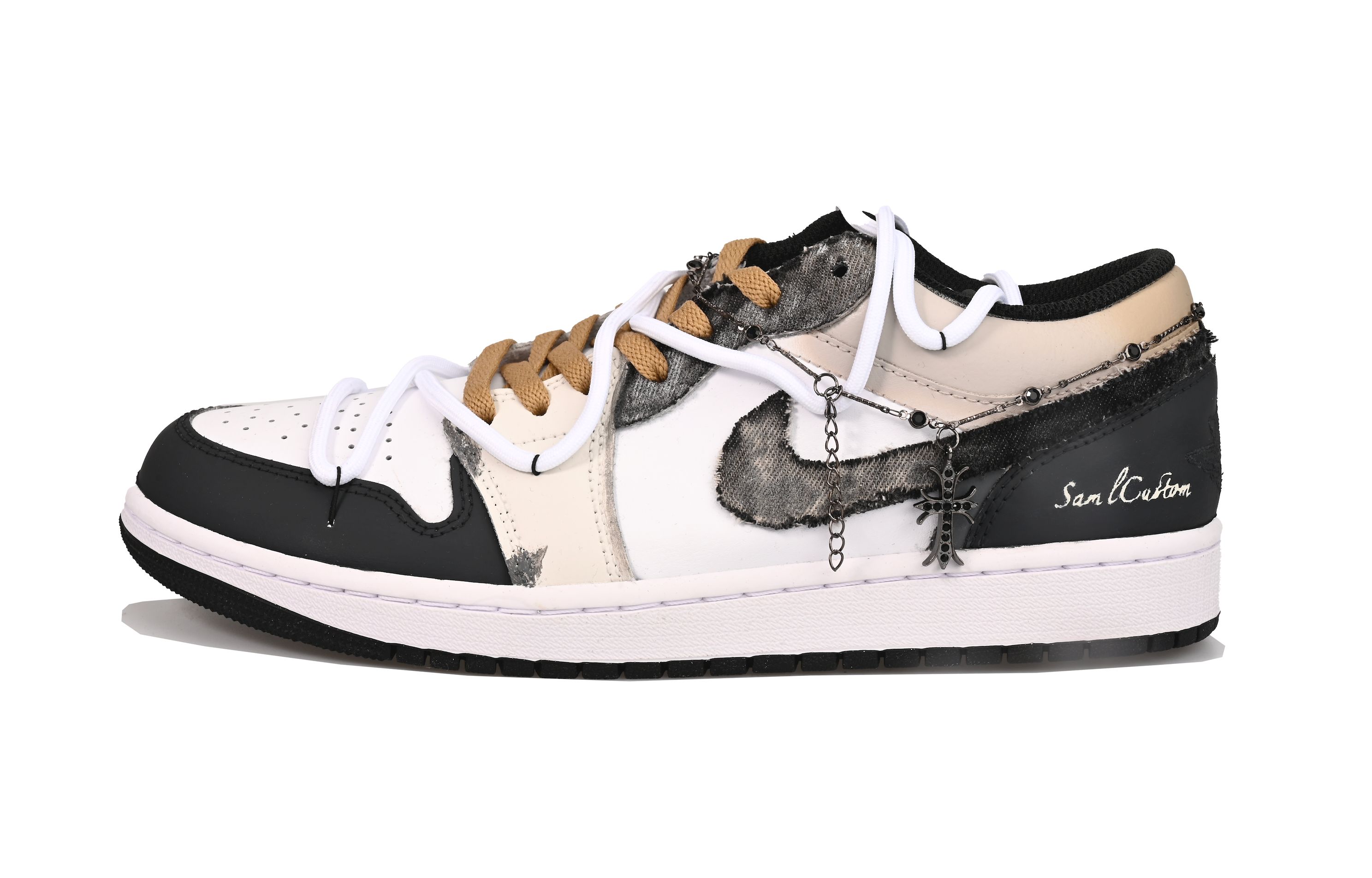 

Jordan Баскетбольные кроссовки Air 1 Ink Dyed SAML Low Top Vintage, мужские, черно-белые