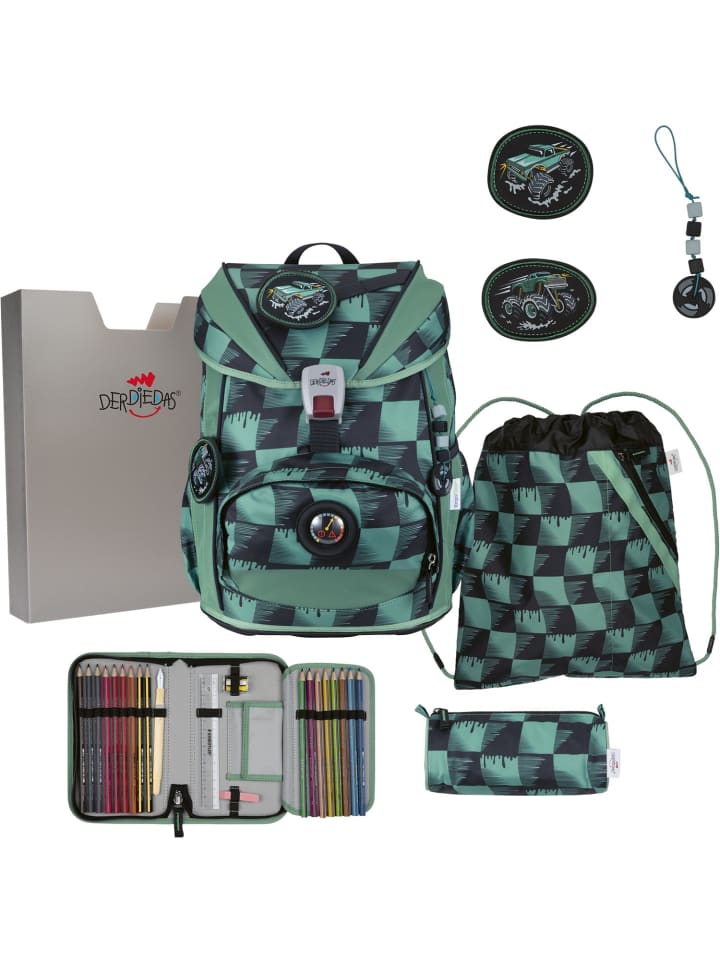 

Derdiedas 5-piece schoolbag set ErgoFlex Light Superflash Super Truck in green