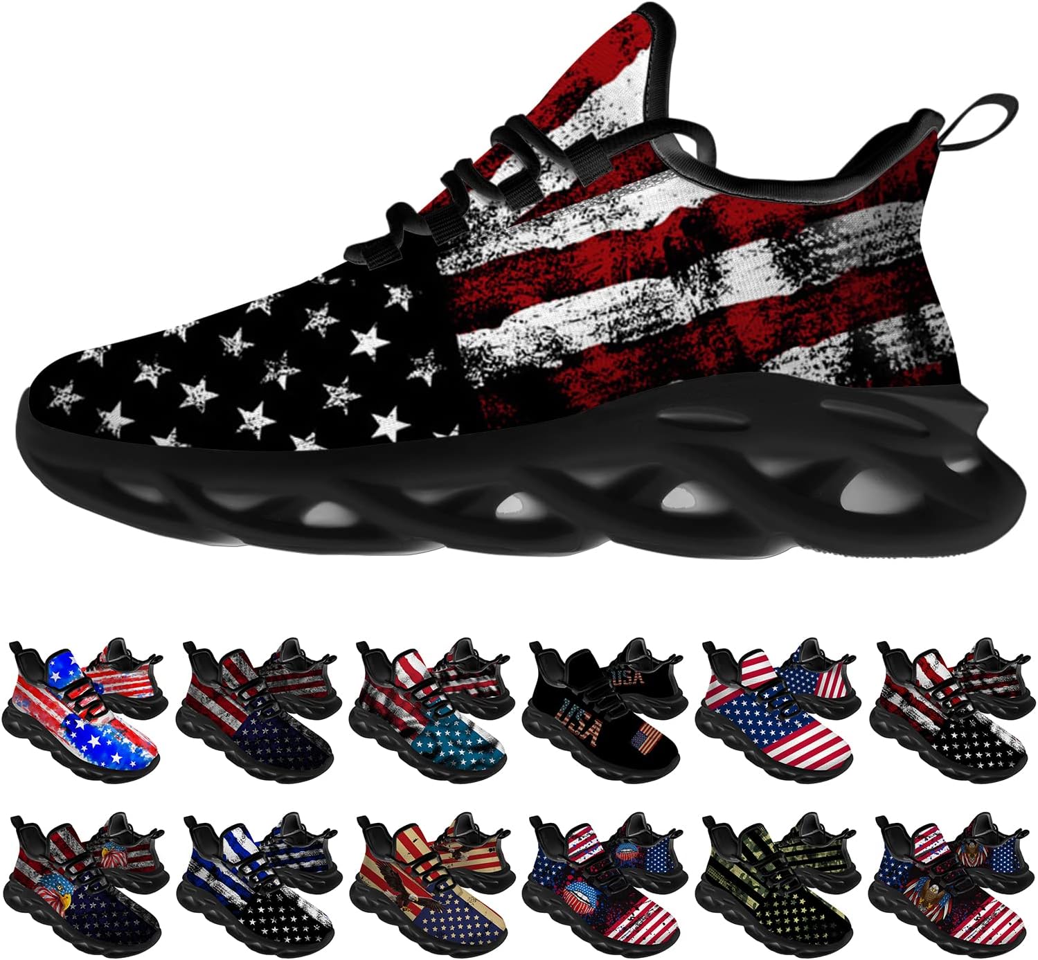 

Кроссовки Ciadoon с американским флагом для мужчин и женщин, спортивные кроссовки для бега, ходьбы и тенниса, подарки для мальчиков и девочек, красный