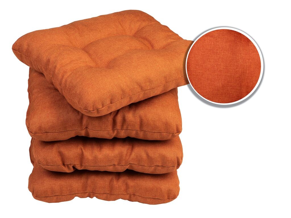 

Набор Sunnypillow из 4 подушек для стульев 40 x 40 см. Удобная мягкая подушка шириной 8 см для стульев/скамек в доме и саду. Подушка для сиденья. Подушка для сиденья. Садовая подушка. Много цветов на выбор: экрю. MC.Sammler, оранжевый