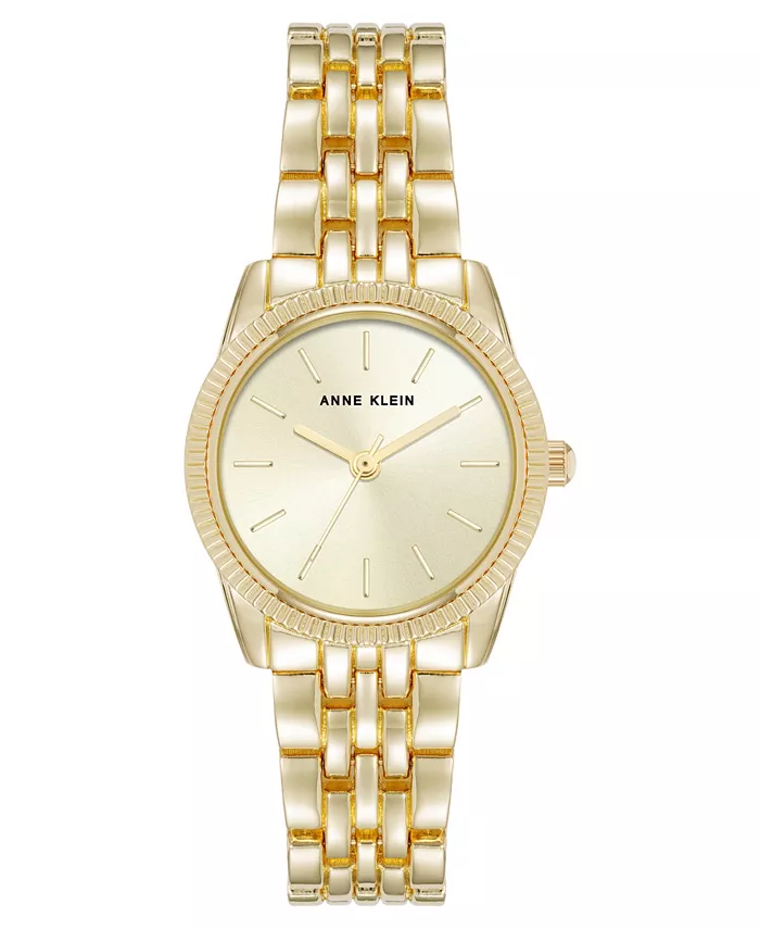 

Женские часы Quartz Casual с монетным краем, позолоченный металлический корпус, 26 мм Anne Klein
