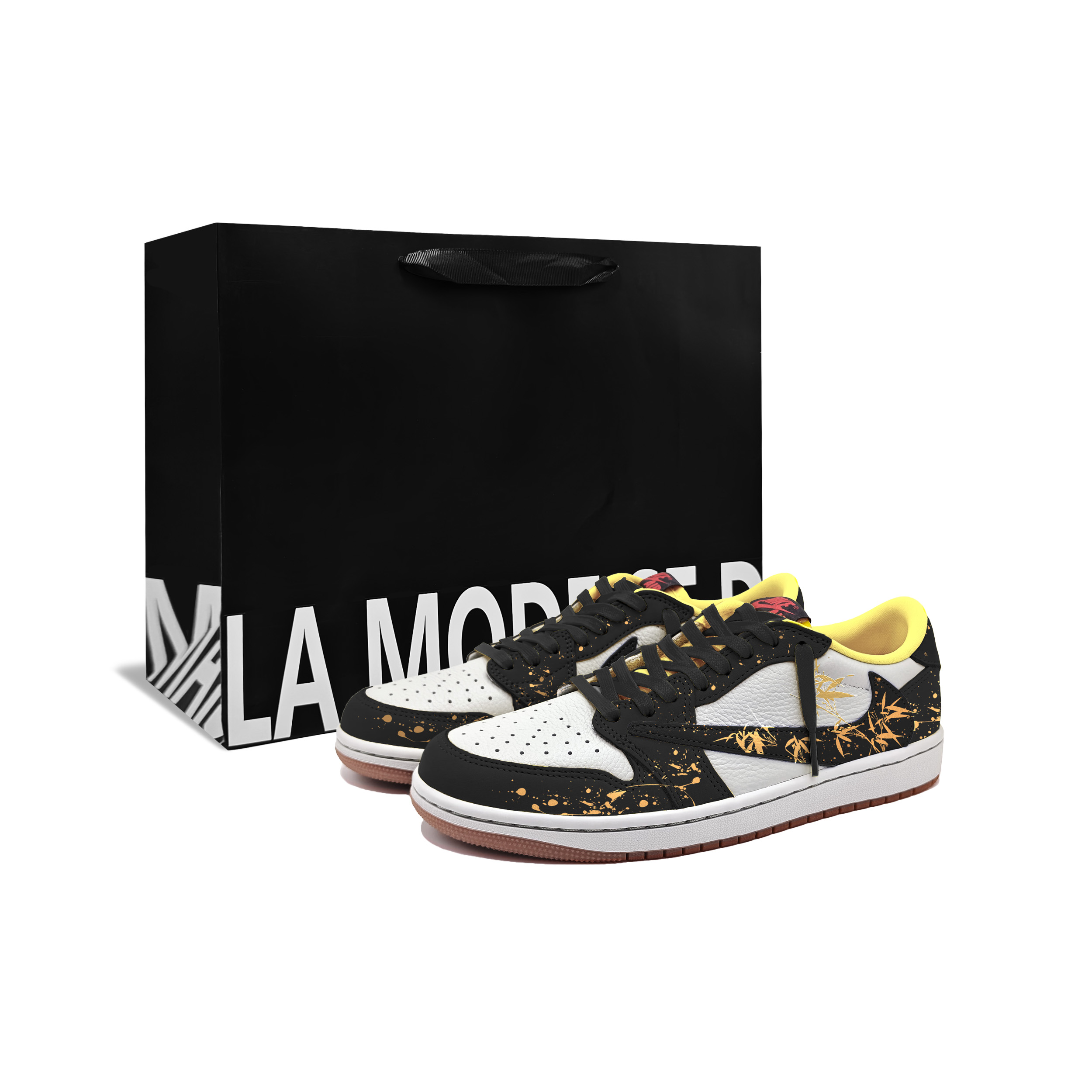 

Travis Scott x Air 1 Ink Into Gold Cushioning низкие винтажные баскетбольные кроссовки Unisex Jordan, черный