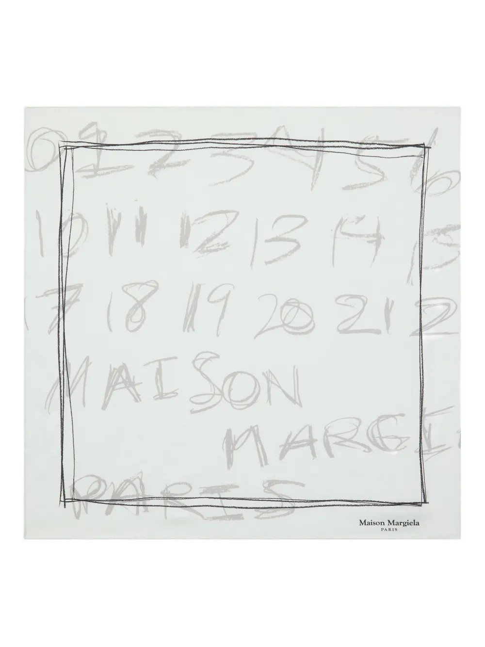 Шелковый шарф с цифровым принтом Maison Margiela, белый
