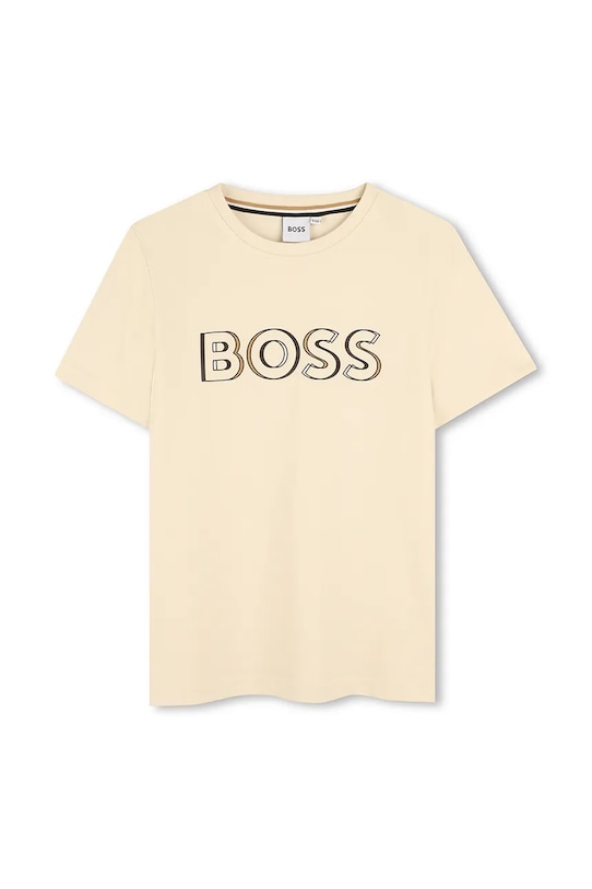 

Детская хлопковая футболка Boss, бежевый