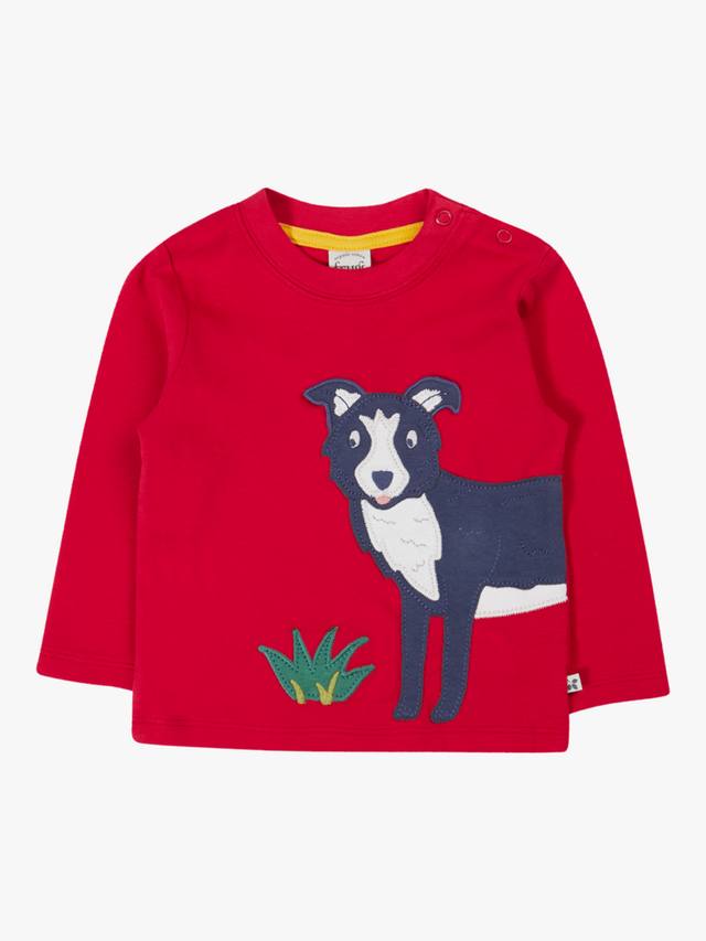 

Детская хлопковая футболка с длинными рукавами Adventure Applique, цвет Berry Red/Sheepdog Frugi, Berry Red/Sheepdog