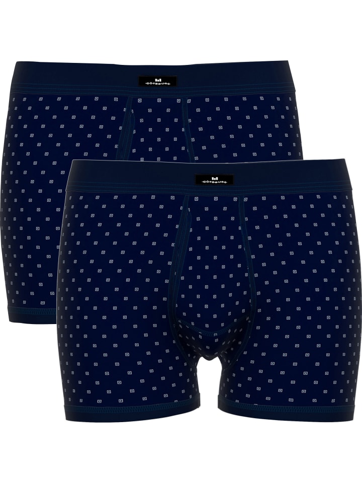 

Götzburg Хлопковые трусы в тонкую ребристую резинку, комплект из 2 штук, темно-синего цвета