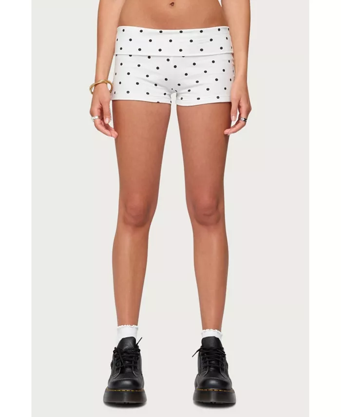 

Женские шорты Chelsie Polka Dot с отворотом Edikted, белый